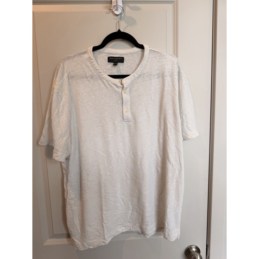Banana Republic XL white mens linen henley